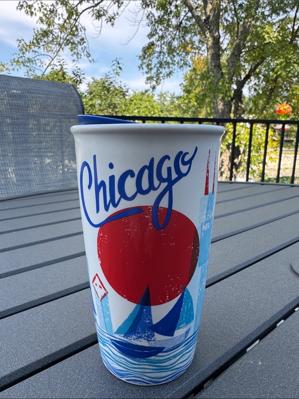 Starbucks Chicago Ceramic Mug - Blue, Red
